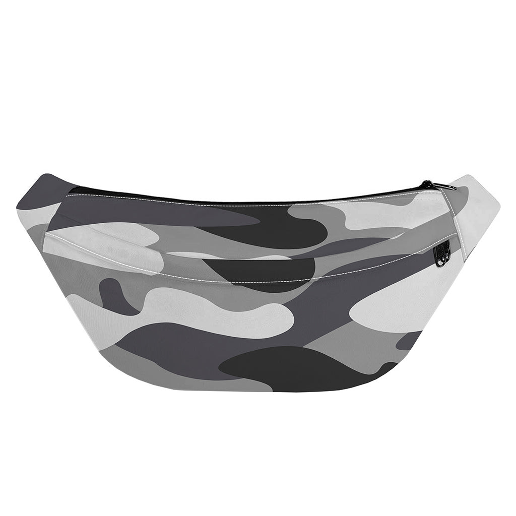 Grey And White Camouflage Print Fanny Pack