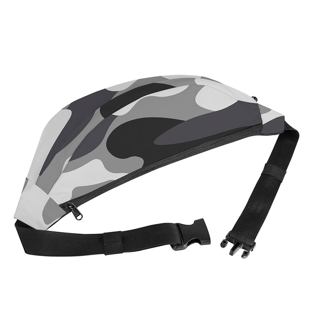 Grey And White Camouflage Print Fanny Pack