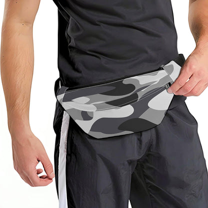 Grey And White Camouflage Print Fanny Pack