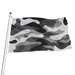 Grey And White Camouflage Print Flag