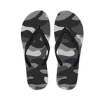 Grey And White Camouflage Print Flip Flops