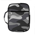 Grey And White Camouflage Print Front Pocket Bible Bag