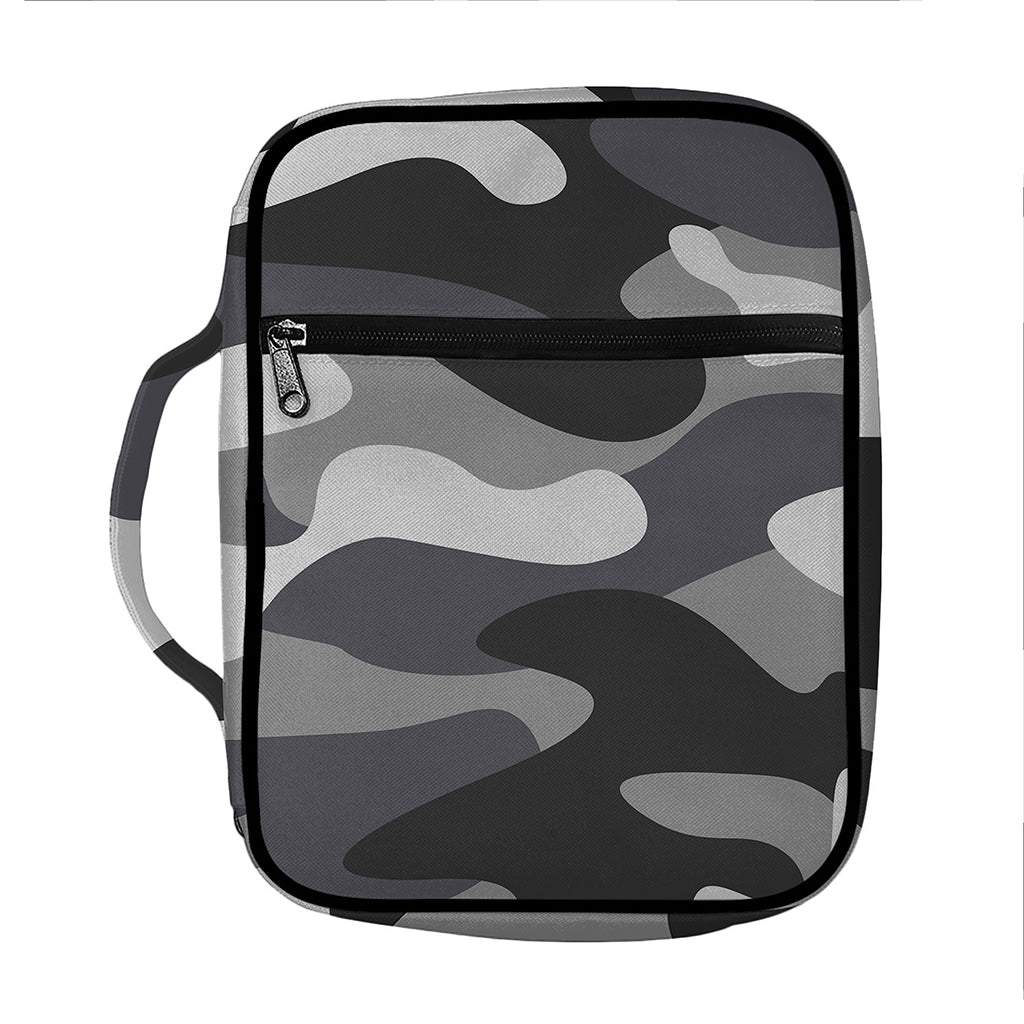 Grey And White Camouflage Print Front Pocket Bible Bag