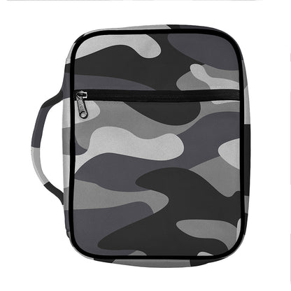 Grey And White Camouflage Print Front Pocket Bible Bag