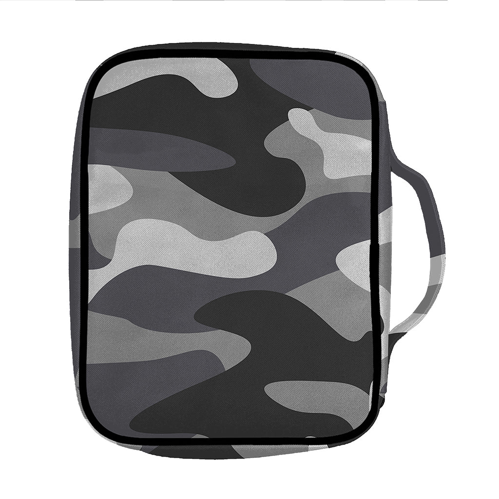 Grey And White Camouflage Print Front Pocket Bible Bag