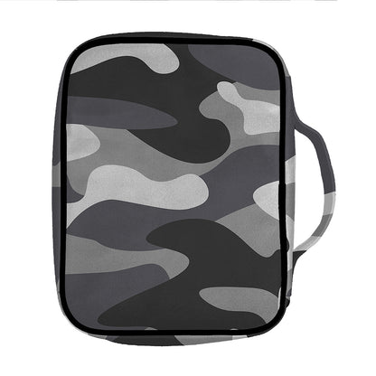 Grey And White Camouflage Print Front Pocket Bible Bag