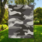 Grey And White Camouflage Print Garden Flag