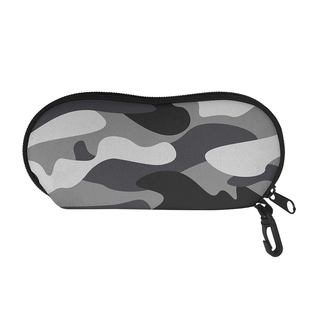 Grey And White Camouflage Print Glasses Case