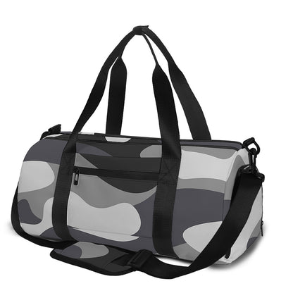 Grey And White Camouflage Print Gym Bag