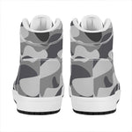 Grey And White Camouflage Print High Top Leather Sneakers