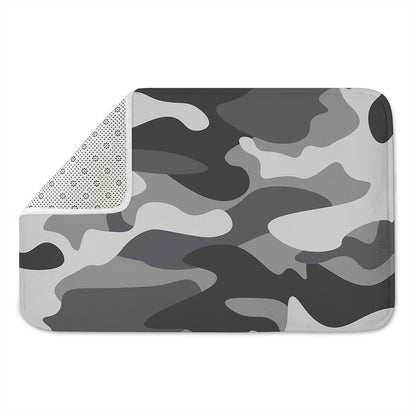 Grey And White Camouflage Print Indoor Door Mat
