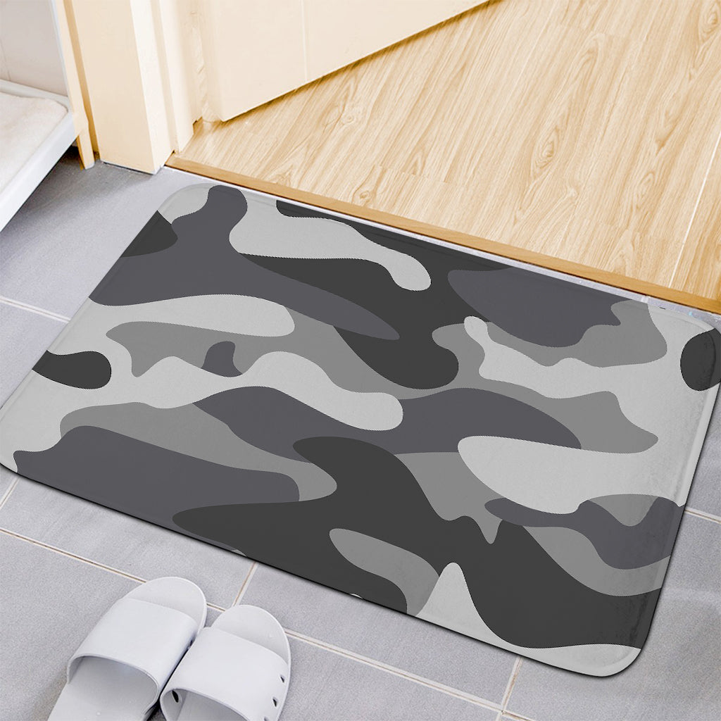 Grey And White Camouflage Print Indoor Door Mat