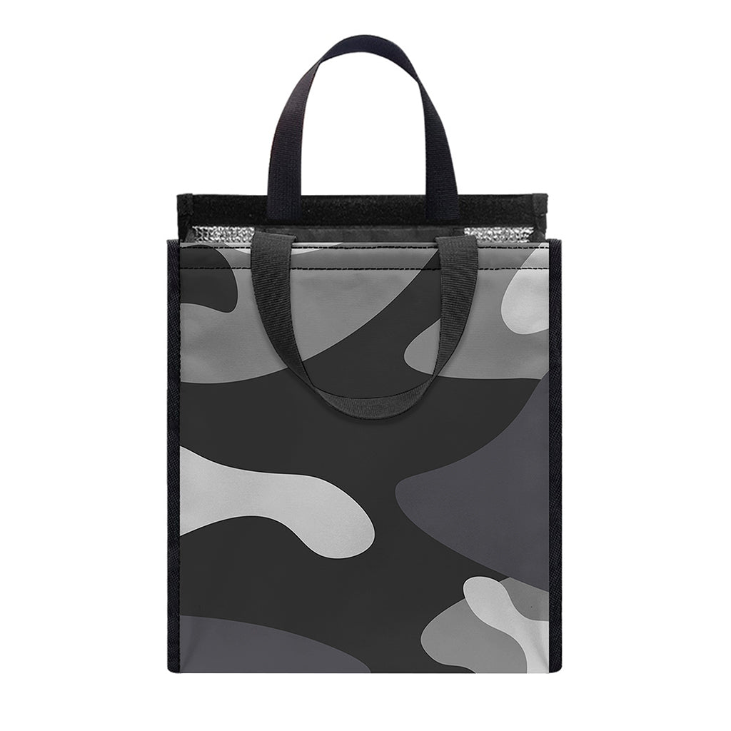 Grey And White Camouflage Print Insulated Lunch Tote