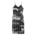 Grey And White Camouflage Print Jersey Midi Cami Dress
