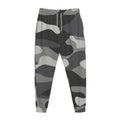 Grey And White Camouflage Print Jogger Pants