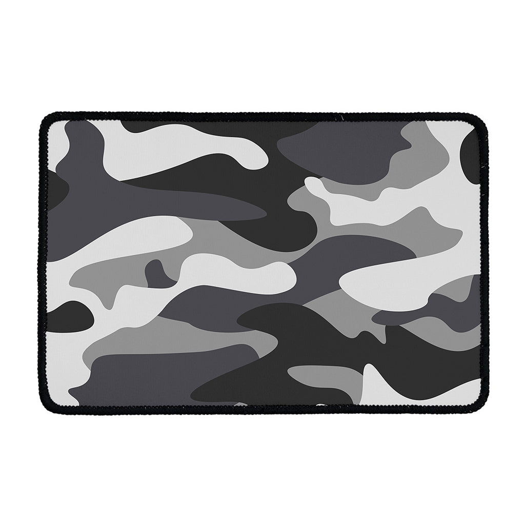 Grey And White Camouflage Print Kitchen Mat