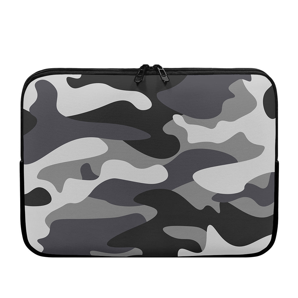 Grey And White Camouflage Print Laptop Sleeve