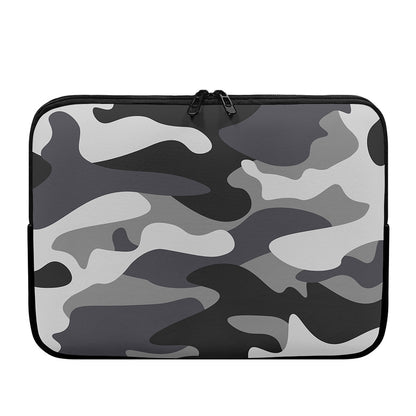 Grey And White Camouflage Print Laptop Sleeve