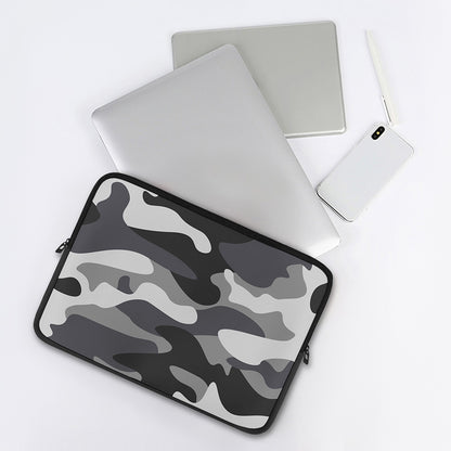 Grey And White Camouflage Print Laptop Sleeve