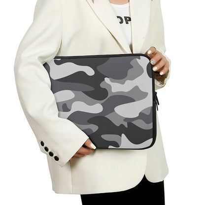 Grey And White Camouflage Print Laptop Sleeve