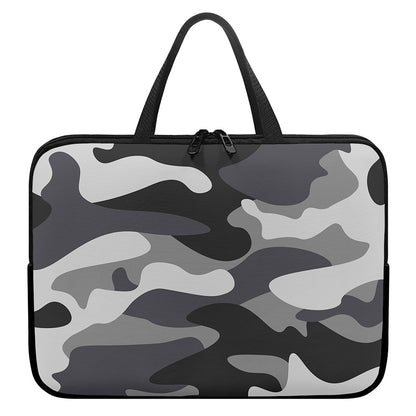 Grey And White Camouflage Print Laptop Sleeve With Handle