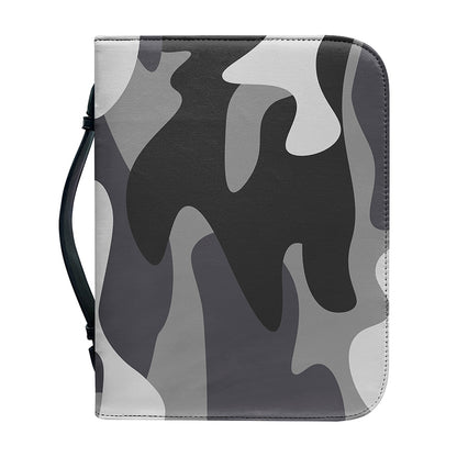 Grey And White Camouflage Print Leather Bible Cover