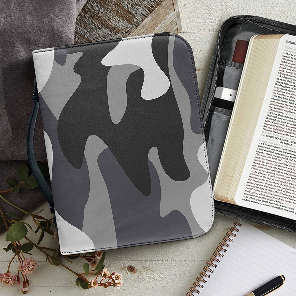 Grey And White Camouflage Print Leather Bible Cover