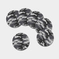 Grey And White Camouflage Print Leather Coaster Set
