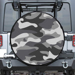 Grey And White Camouflage Print Leather Spare Tire Cover