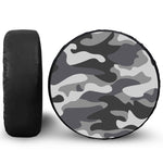 Grey And White Camouflage Print Leather Spare Tire Cover