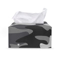 Grey And White Camouflage Print Leather Tissue Box Cover