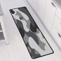 Grey And White Camouflage Print Long Kitchen Mat