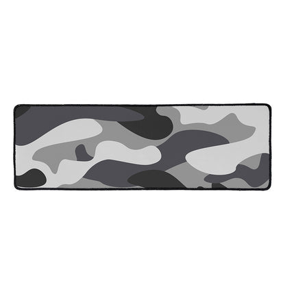 Grey And White Camouflage Print Long Kitchen Mat