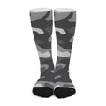 Grey And White Camouflage Print Long Socks
