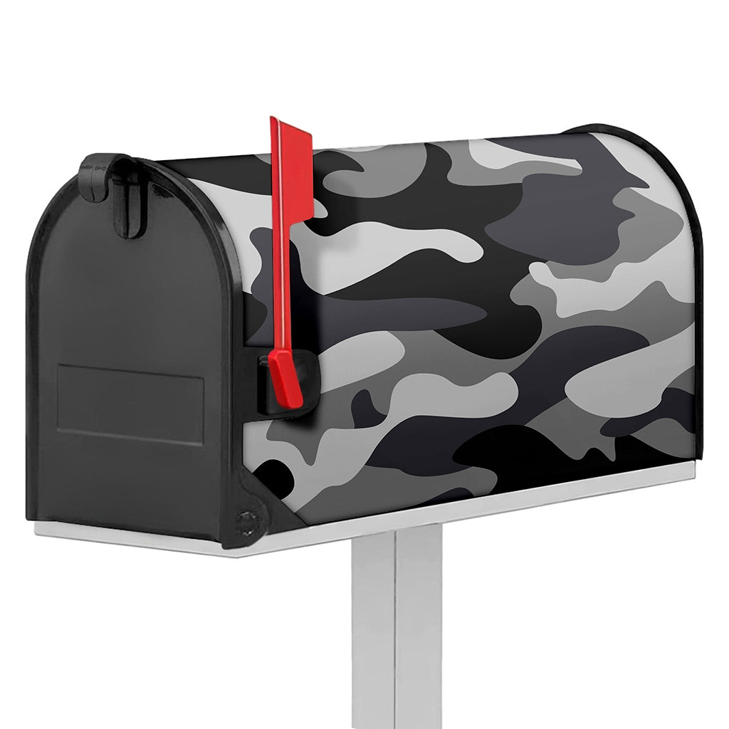 Grey And White Camouflage Print Mailbox Cover