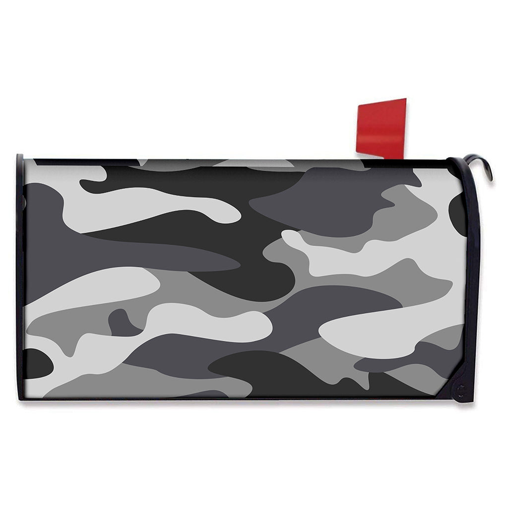 Grey And White Camouflage Print Mailbox Cover