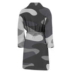 Grey And White Camouflage Print Men's Bathrobe