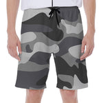 Grey And White Camouflage Print Men's Beach Shorts