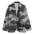 Grey And White Camouflage Print Men's Blazer