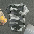 Grey And White Camouflage Print Men's Bodysuit