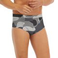 Grey And White Camouflage Print Men's Briefs