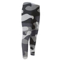 Grey And White Camouflage Print Men's Compression Pants