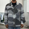 Grey And White Camouflage Print Men's Shirt Jacket