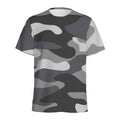 Grey And White Camouflage Print Men's Athletic T-Shirt