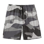 Grey And White Camouflage Print Men's Swim Trunks