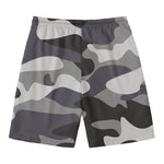 Grey And White Camouflage Print Men's Swim Trunks