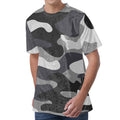 Grey And White Camouflage Print Men's Velvet T-Shirt