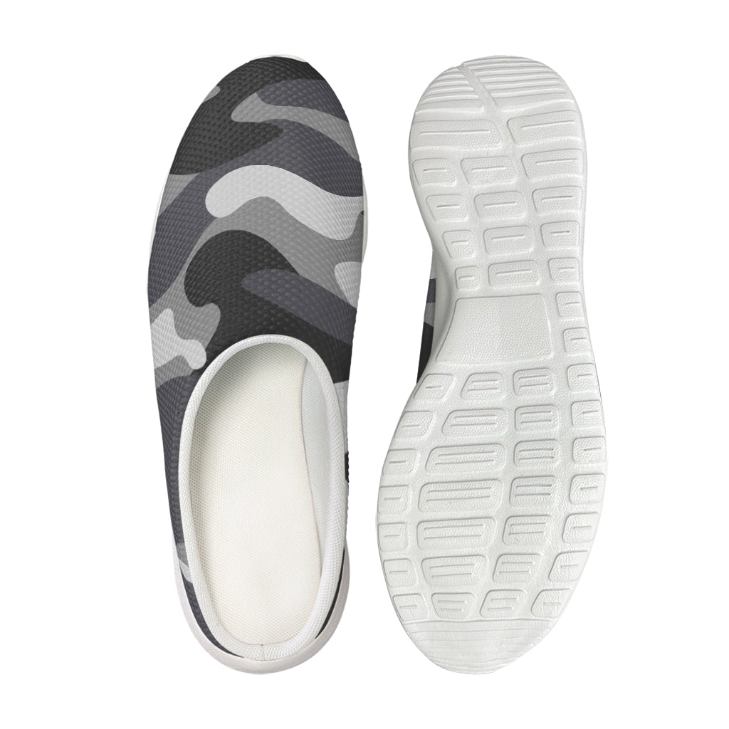 Grey And White Camouflage Print Mesh Casual Shoes