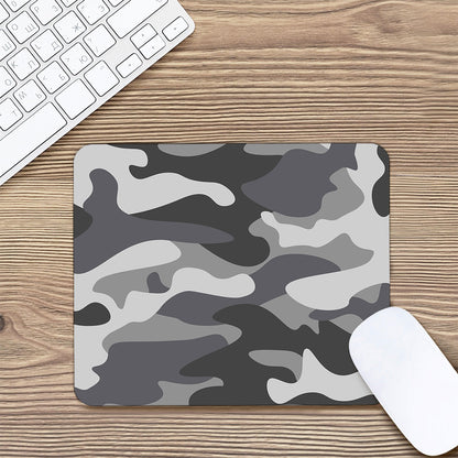 Grey And White Camouflage Print Mouse Pad