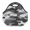 Grey And White Camouflage Print Neoprene Lunch Bag